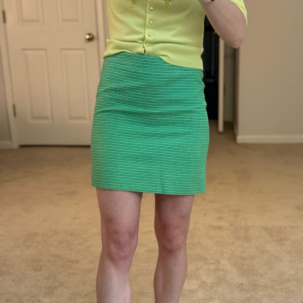 J. Crew Kelly Green Tweed Texture Women's Mini Skirt Size 0 - Picture 3 of 4